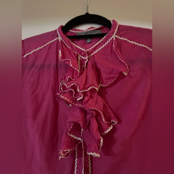 " MM Couture" Women's Medium Pink Button Up Blouse 35% Silk - Picture 2 of 9